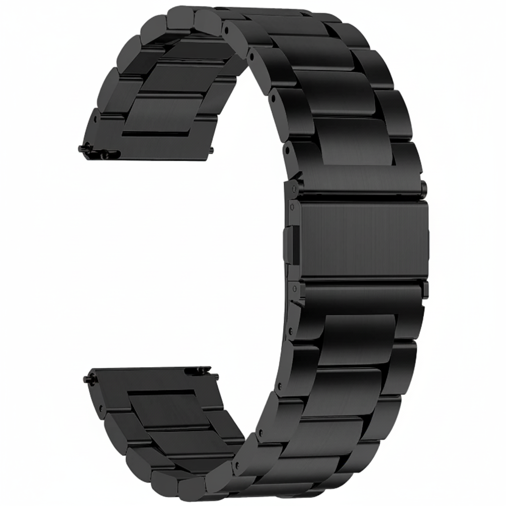 Correa de Reloj Negro de Metal de 22 mm Acero Inoxidable