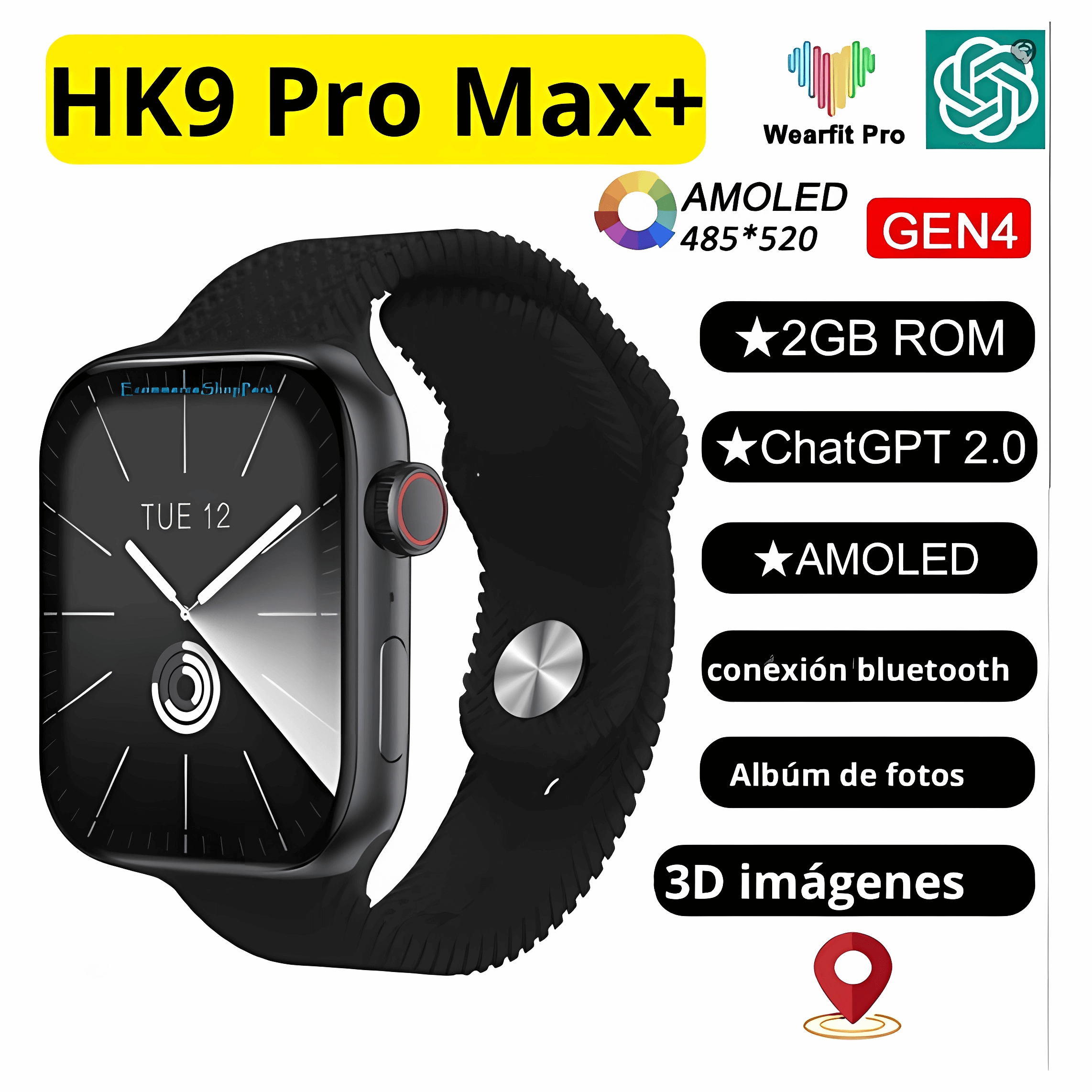 HK9 Pro Max Plus - Amoled, Bluetooth Recibe llamadas