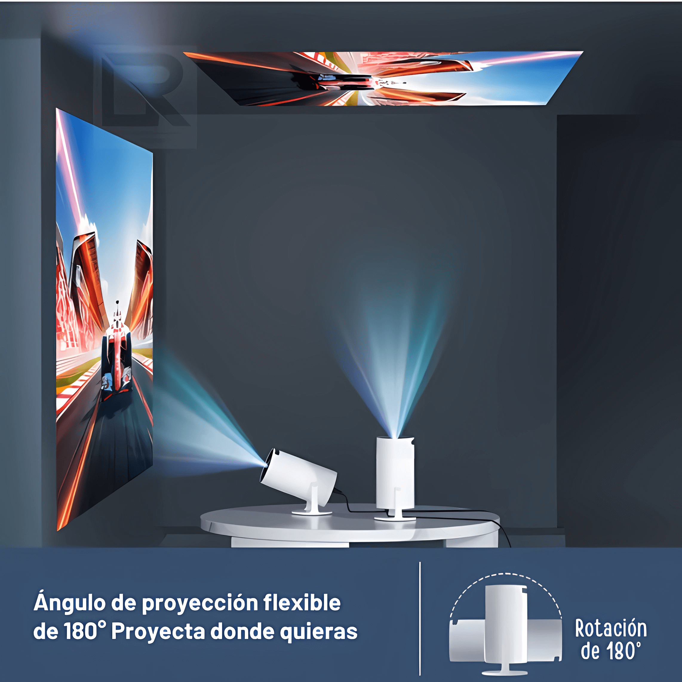 Proyector Portátil para Hogar y Exterior AMX-100 - Diseño Compacto y Ligero para Entretenimiento en Interiores y Noches de Cine